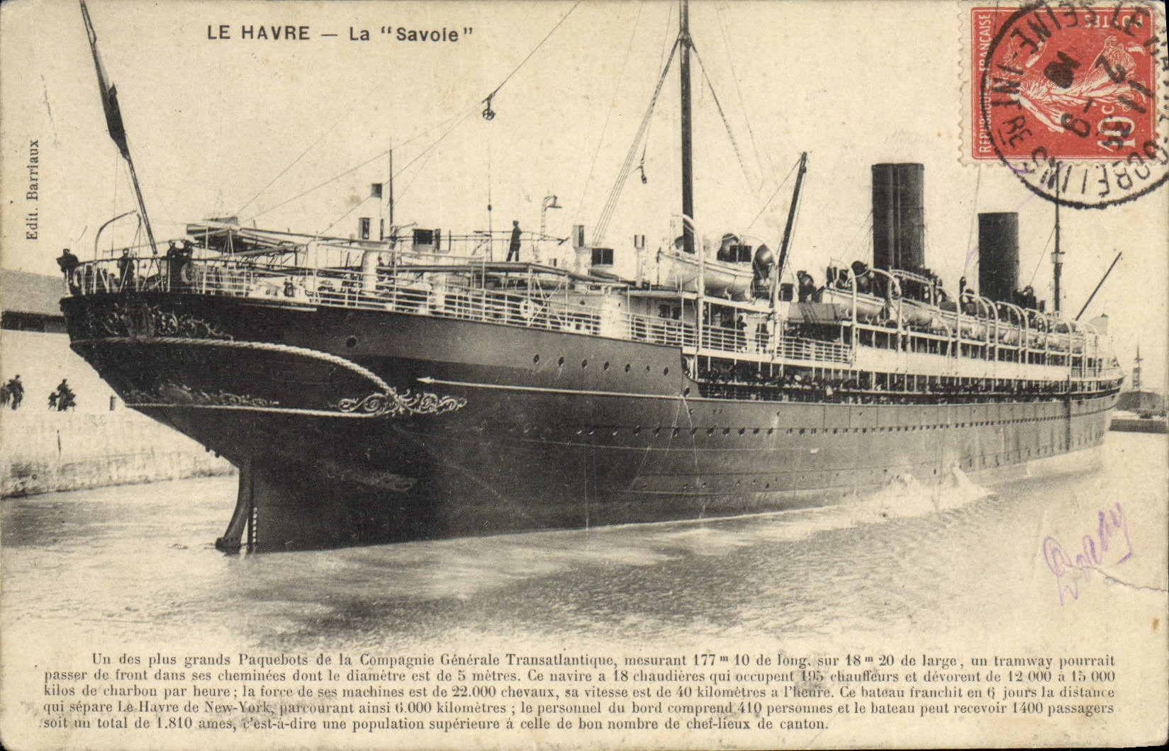 CPA Bateau Le Havre Le Savoie