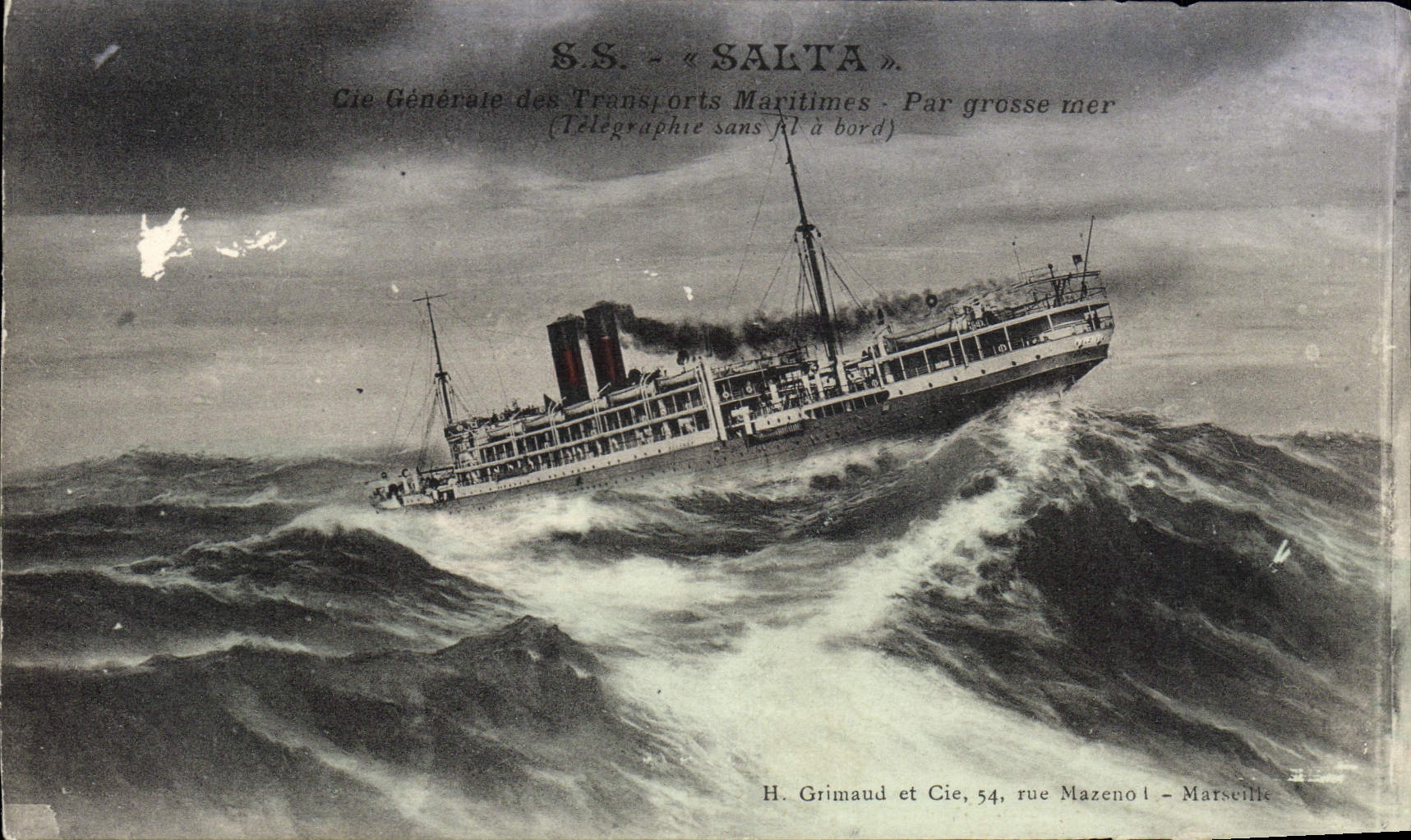 S.S. « SALTA » — par grosse mer — H. Grimaud et Cie, 54, rue Mazenot, Marseille