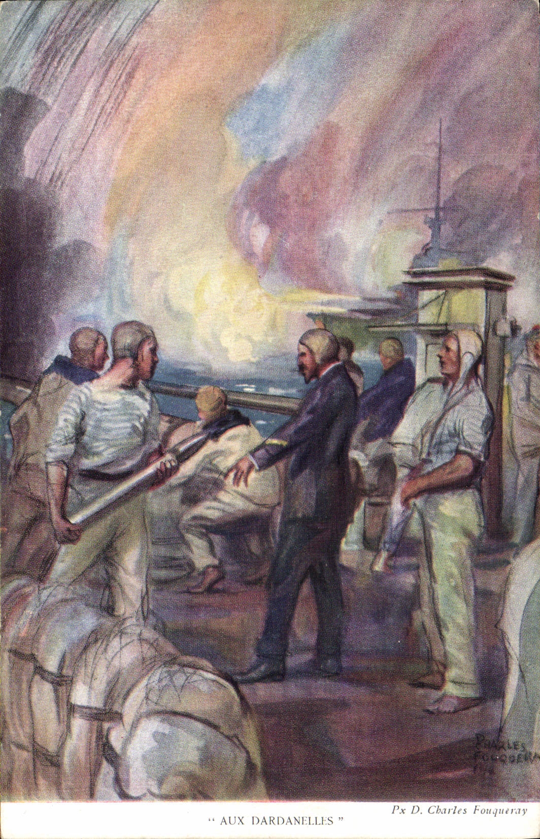 CPA Militaria Aux Dardanelles Charles Fouqueray Bateau