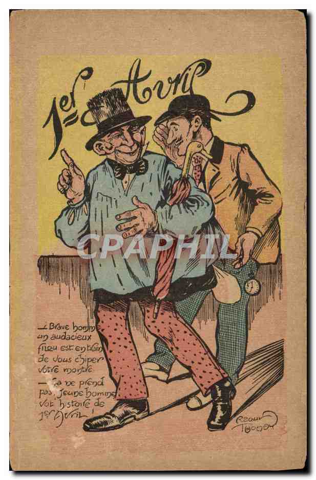 CPA Fantaisie Illustrateur 1er avril Vide gousset Voleur Montre