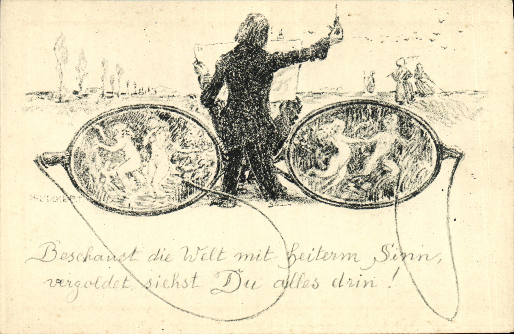CPA Fantaisie Illustrateur Hans Volfert Lunettes Musique Chef d'orchestre