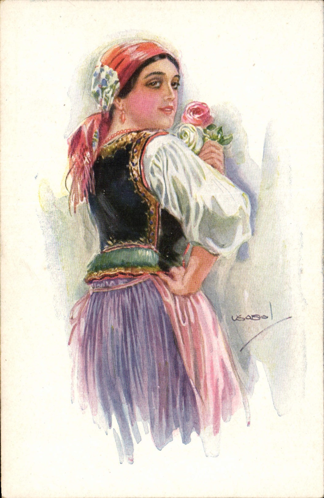 CPA Fantaisie Illustrateur Femme Folklore