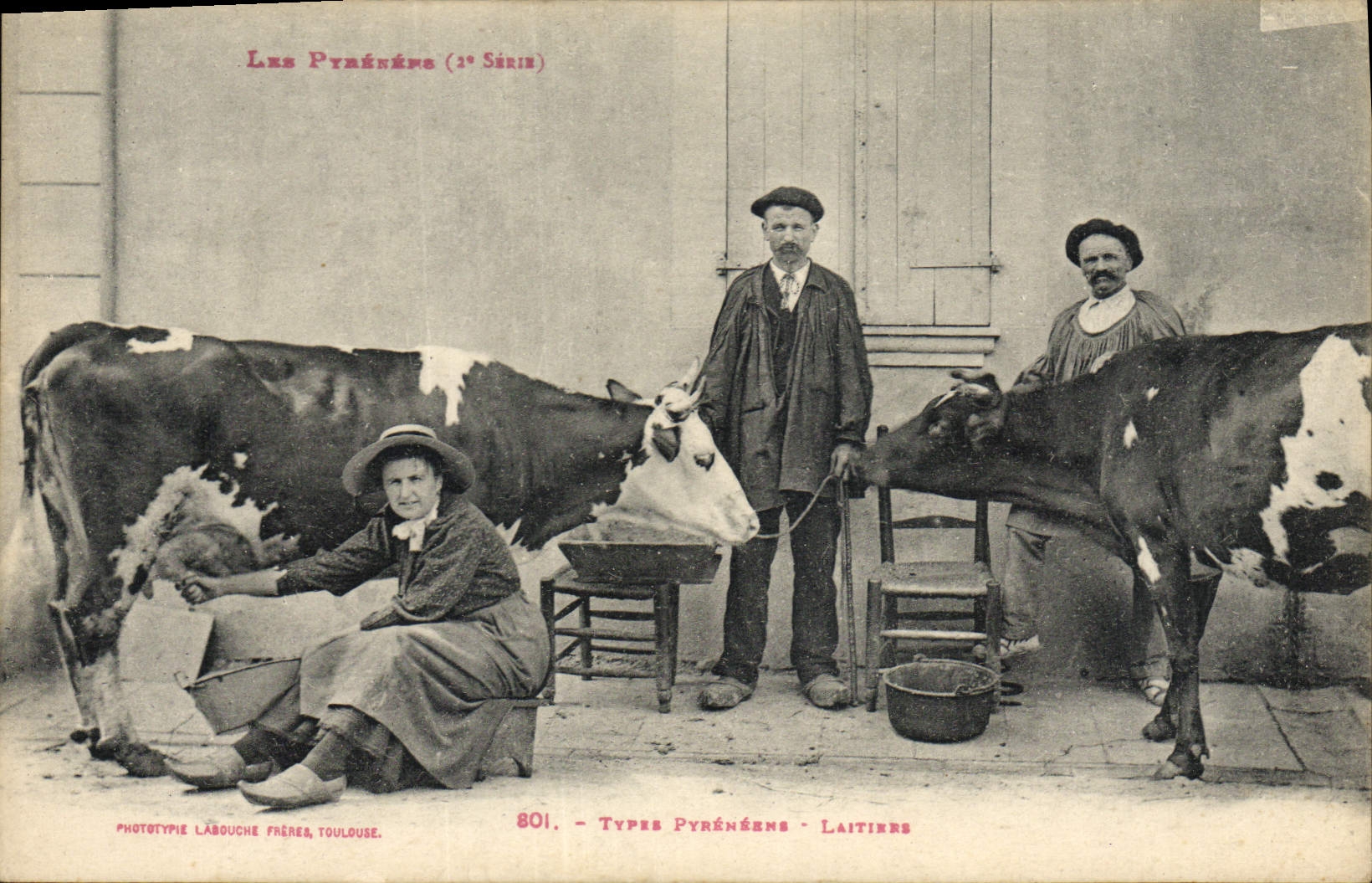CPA Folklore Pyrenees Laitiers Vache TOP