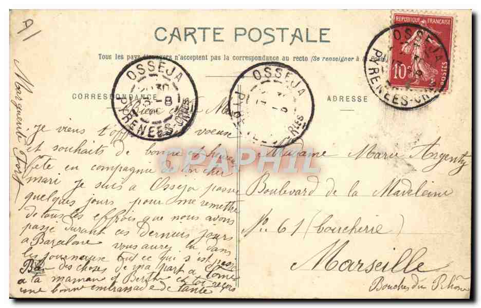 CPA Folklore En Cerdagne Scene de labour Attelage original et charrue primitive Boeufs — Rückseite