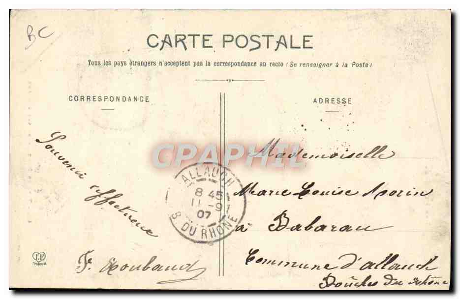 CPA Folklore Type de montagnard sur son ane — Verso