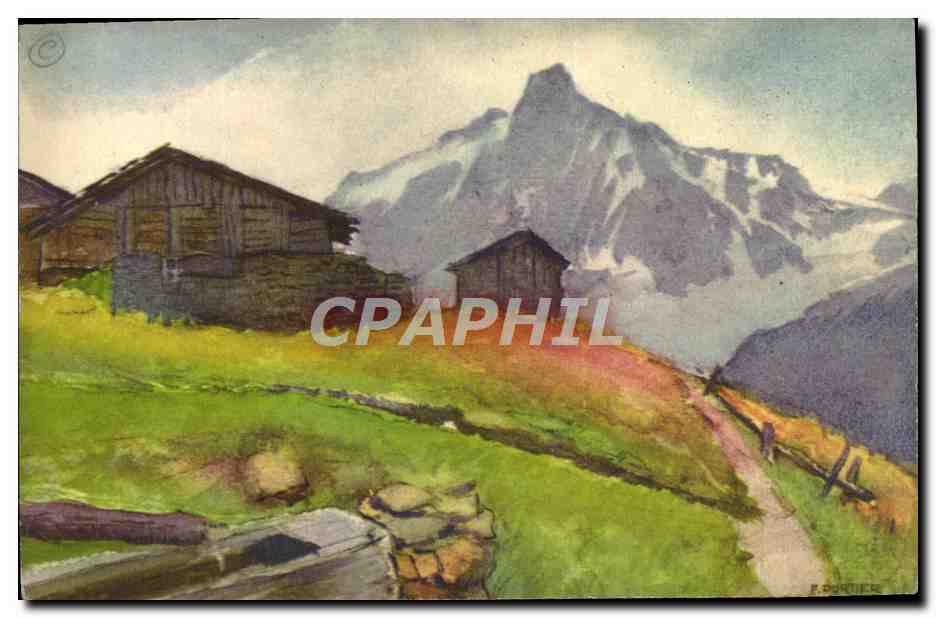 CPA Fantaisie Illustrateur Chalets du Meriel pres Chamonix 