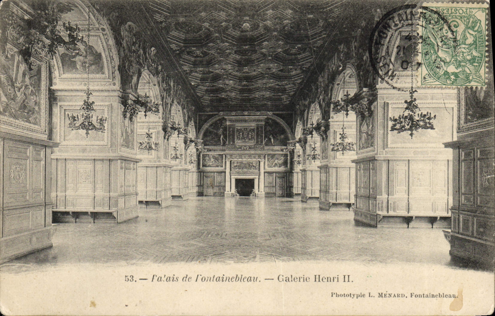 Palazzo di Fontainebleau — Galleria Henri II — Fototipia L. MÉNARD, Fontainebleau