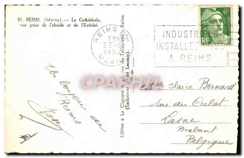 CPM Reims La Cathedrale Vue Prise de l'abside et de l'eveche — Rückseite