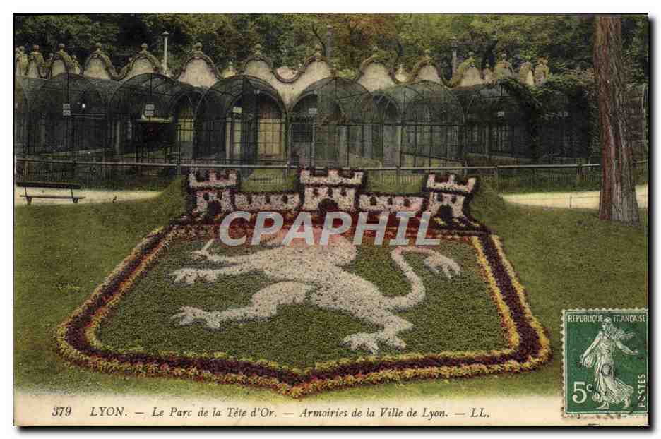 CPA Lyon Le Parc de la Tete d'Or Armoiries de la ville de Lyon Lion