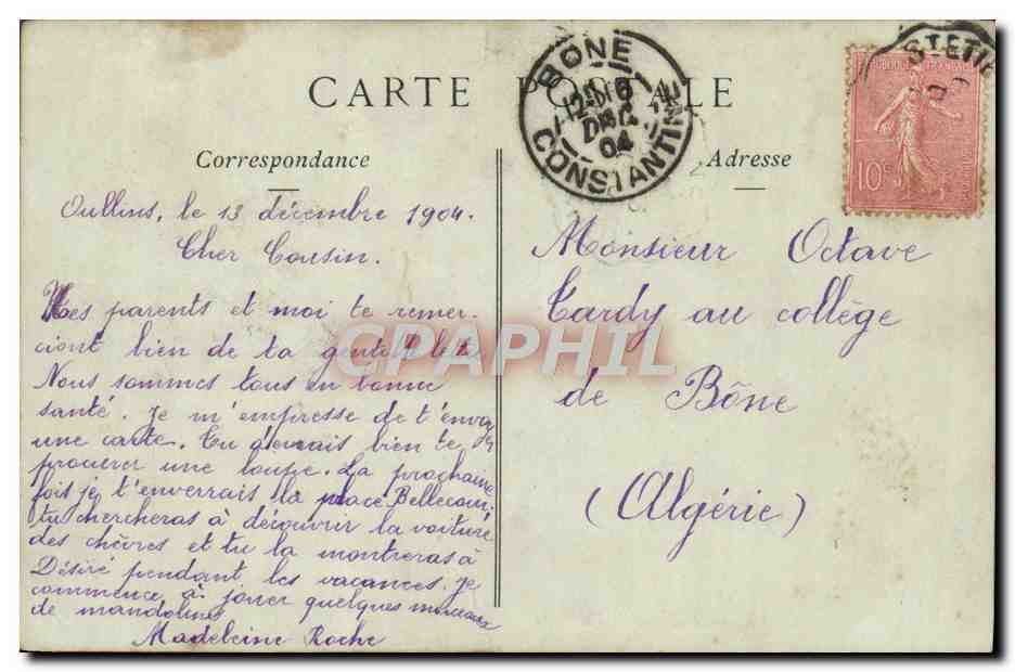 CPA Lyon Le Coteau de Fourviere Bateau — Verso