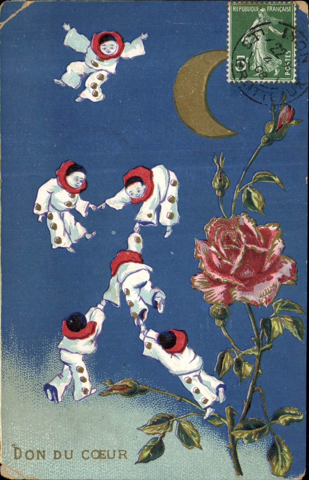 CPA Fantaisie Pierrot Lune