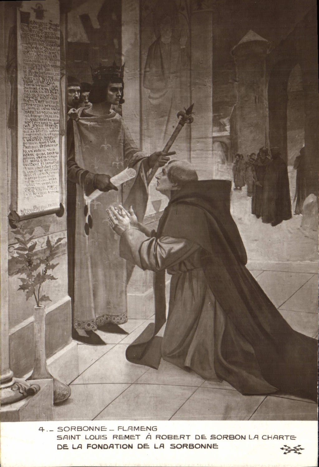 CPA Sorbonne Flameng Saint Louis Remet A Robert de Sorbon la charte de la fondation de la Sorbonne 