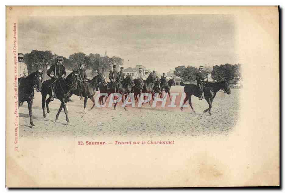 Saumur — Trabajo en el Chardonnet — Fr. Vaucaxin, fot. d'après l'oeuvre de Gonzales (Gonzales-Ancelot)