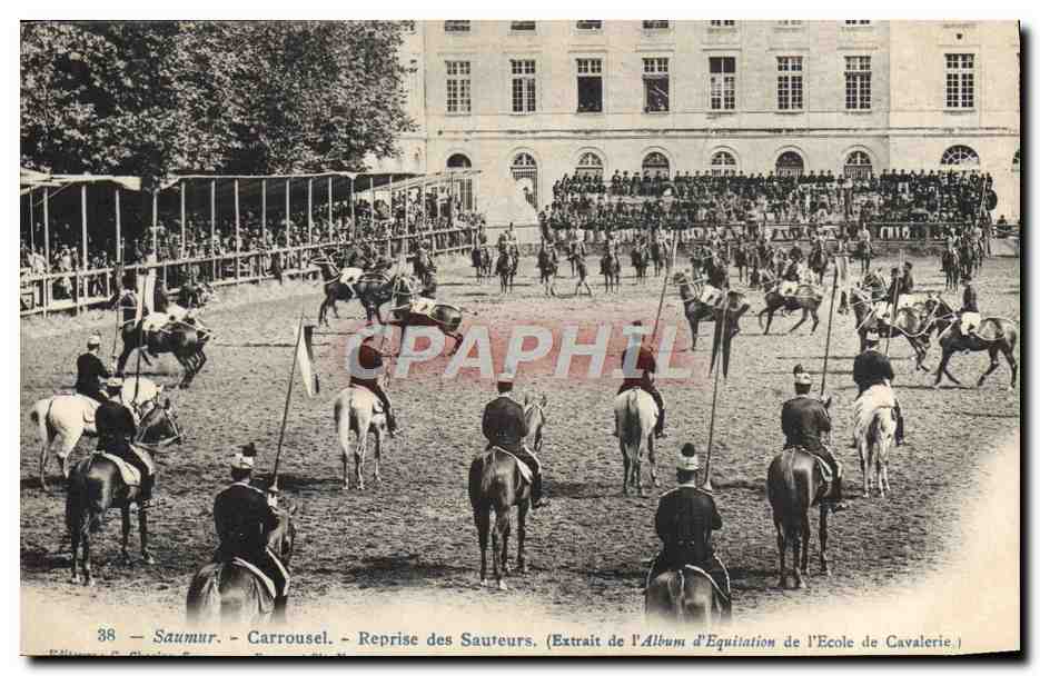 Saumur — Carrousel. Reprise des Sauteurs — Extrait de l'Album d'Équitation de l'École de Cavalerie