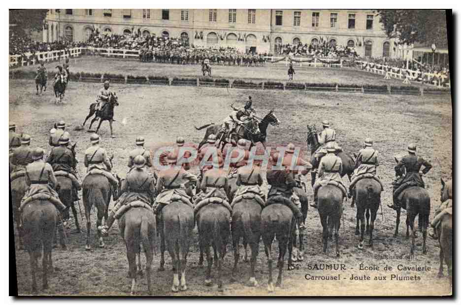 CPA Cheval Equitation Hippisme Saumur Ecole de cavalerie Carrousel Joute aux Plumets 