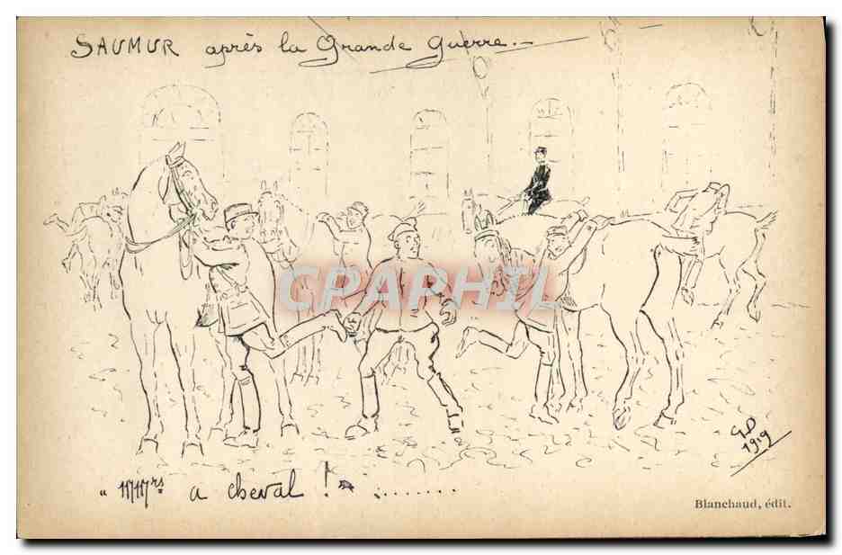 CPA Cheval Equitation Hippisme Saumur apres la grande guerre