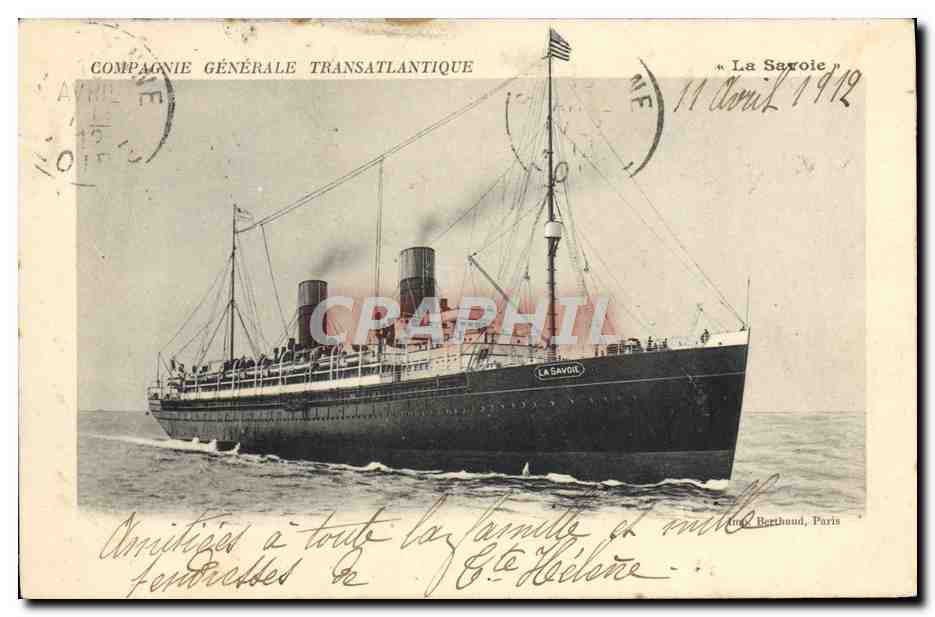 Le paquebot La Savoie — Compagnie Générale Transatlantique — éditeur Ange Bertaud, Paris