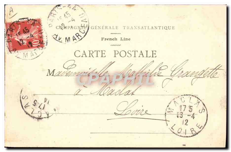 Le paquebot La Savoie — Compagnie Générale Transatlantique — éditeur Ange Bertaud, Paris — Reverso