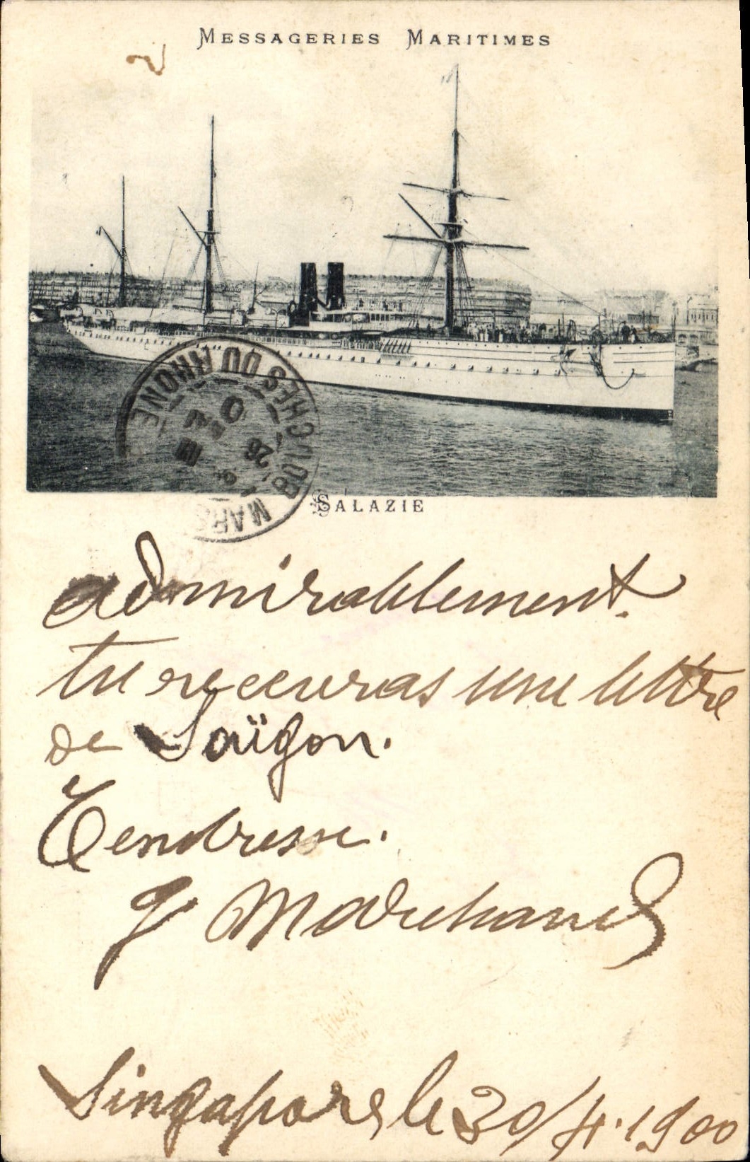 Navire Salazie — Messageries Maritimes — éditeur inconnu, n° de série non visible