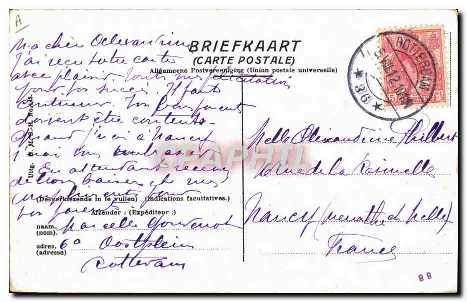 S.S. Rotterdam — Holland-America Line — éditeur : Allgemeene Postvereeniging — Reverso