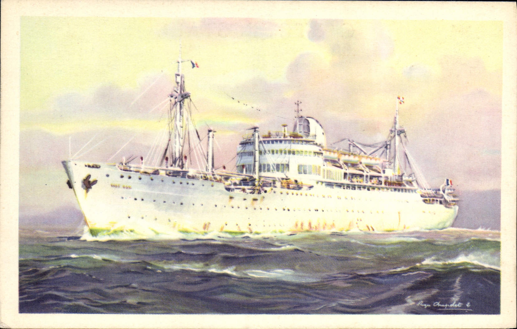 Le Paquebot "VIET-NAM" — Compagnie des Messageries Maritimes — dessin de Roya Chapdelat