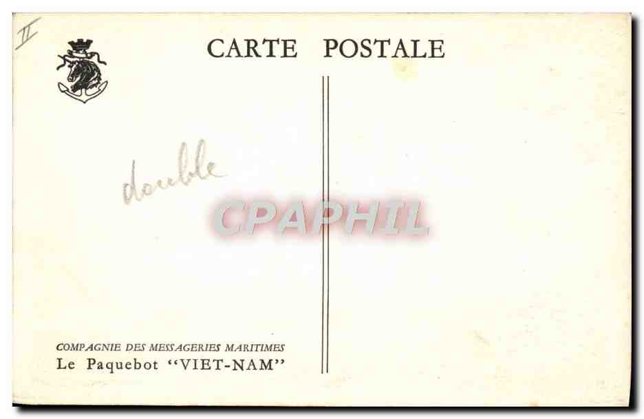 Le Paquebot "VIET-NAM" — Compagnie des Messageries Maritimes — dessin de Roya Chapdelat — Reverso