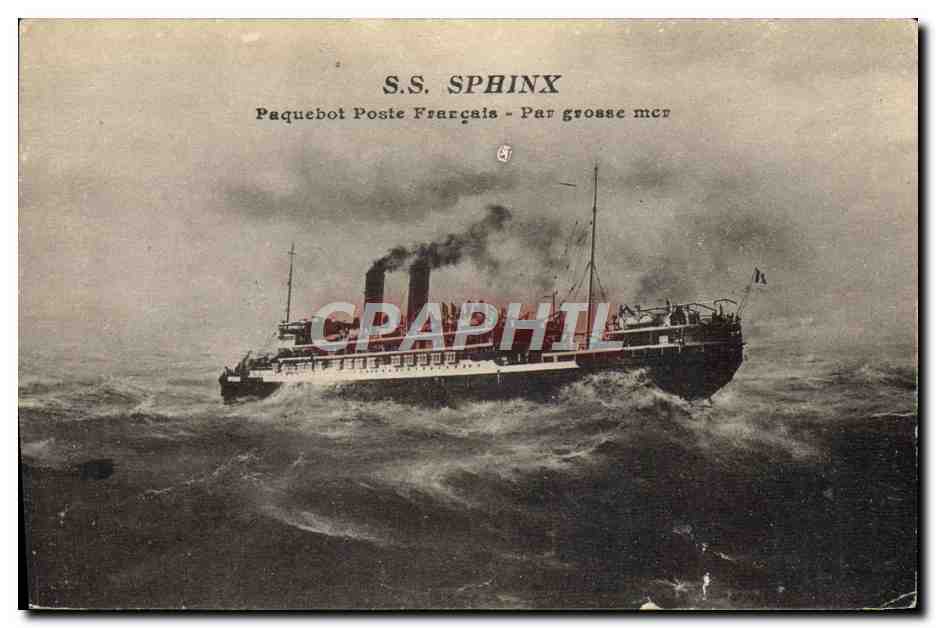 CPA Bateau Paquebot SS Sphinx Paquebot Poste Francais par grosse mer