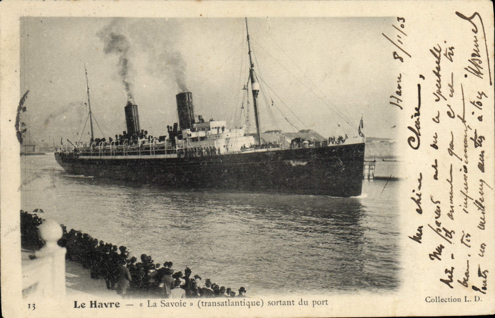 Le Havre — « La Savoie » (transatlantique) sortant du port — Collection L. D.