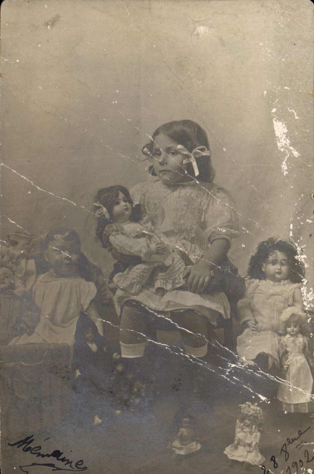 CARTE PHOTO Enfant Poupee Poupees