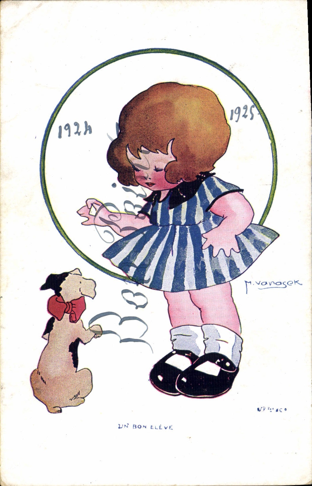 CPA Fantaisie Illustrateur Vanasek Enfant Chien Un bon eleve 