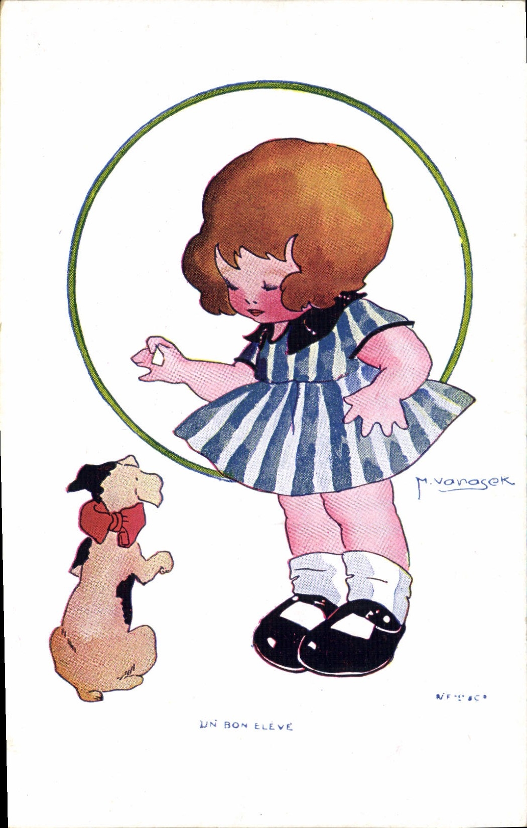 CPA Fantaisie Illustrateur Vanasek Enfant Chien