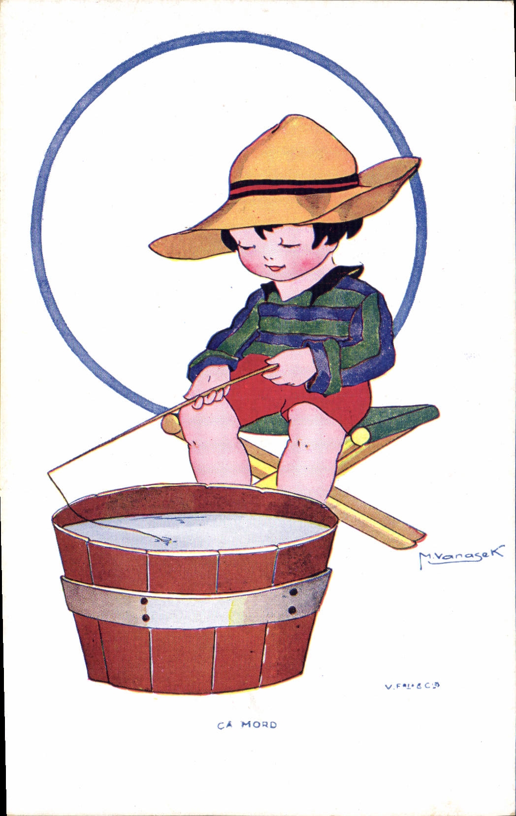 CPA Fantaisie Illustrateur Vanasek Enfant Peche Pecheur 