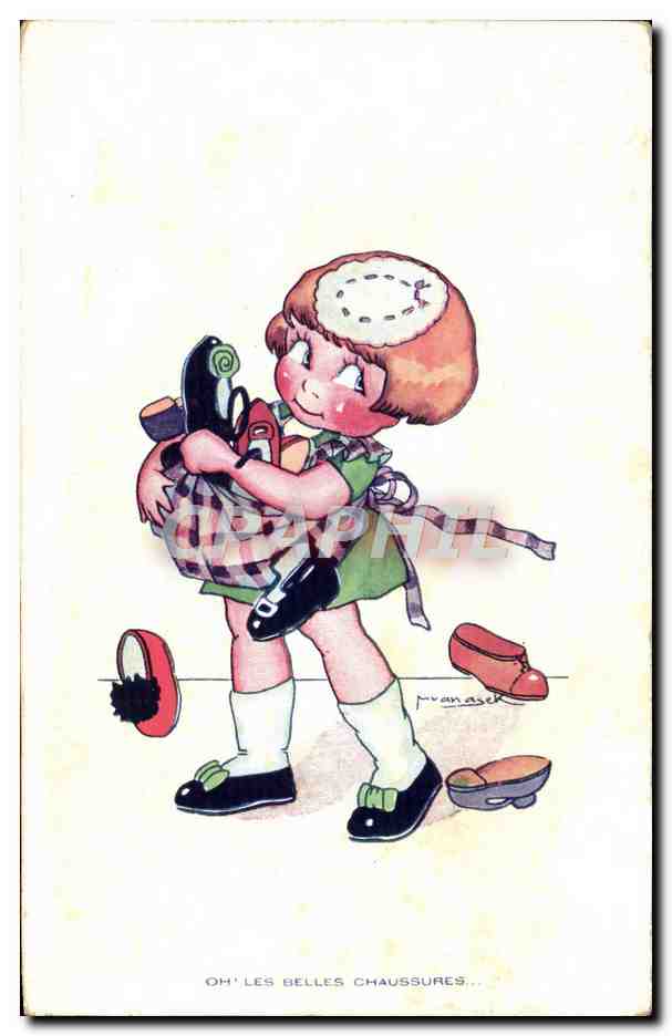 CPA Fantaisie Illustrateur Vanasek Enfant Oh les belles chaussure