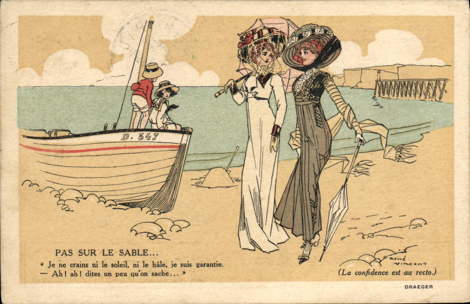 CPA Fantaisie Illustrateur Femmes Pas sur le sable 
