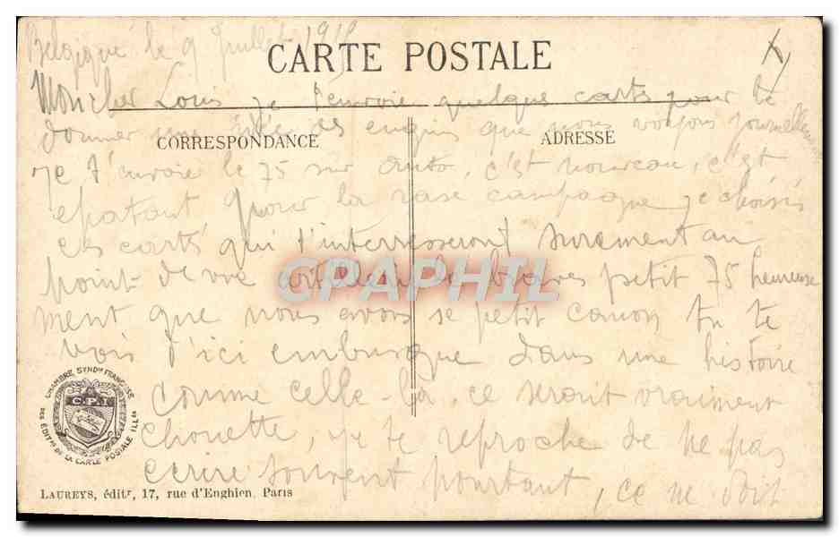 CPA Militaria Auto canon Piece de 75 tirant sur un taube  — Rückseite