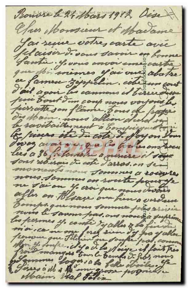 El Zeppelin derribado en Compiègne el 17 de marzo de 1917 — B.L.D. editor — Reverso