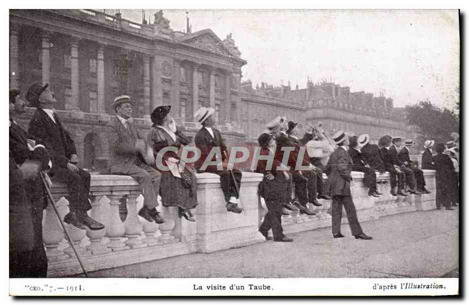 CPA Militaria La visite d'un taube 