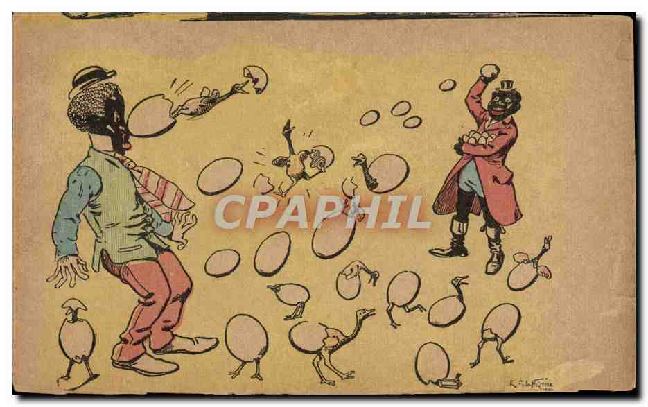 CPA Fantaisie Illustrateur Neziere Negres Oeufs 