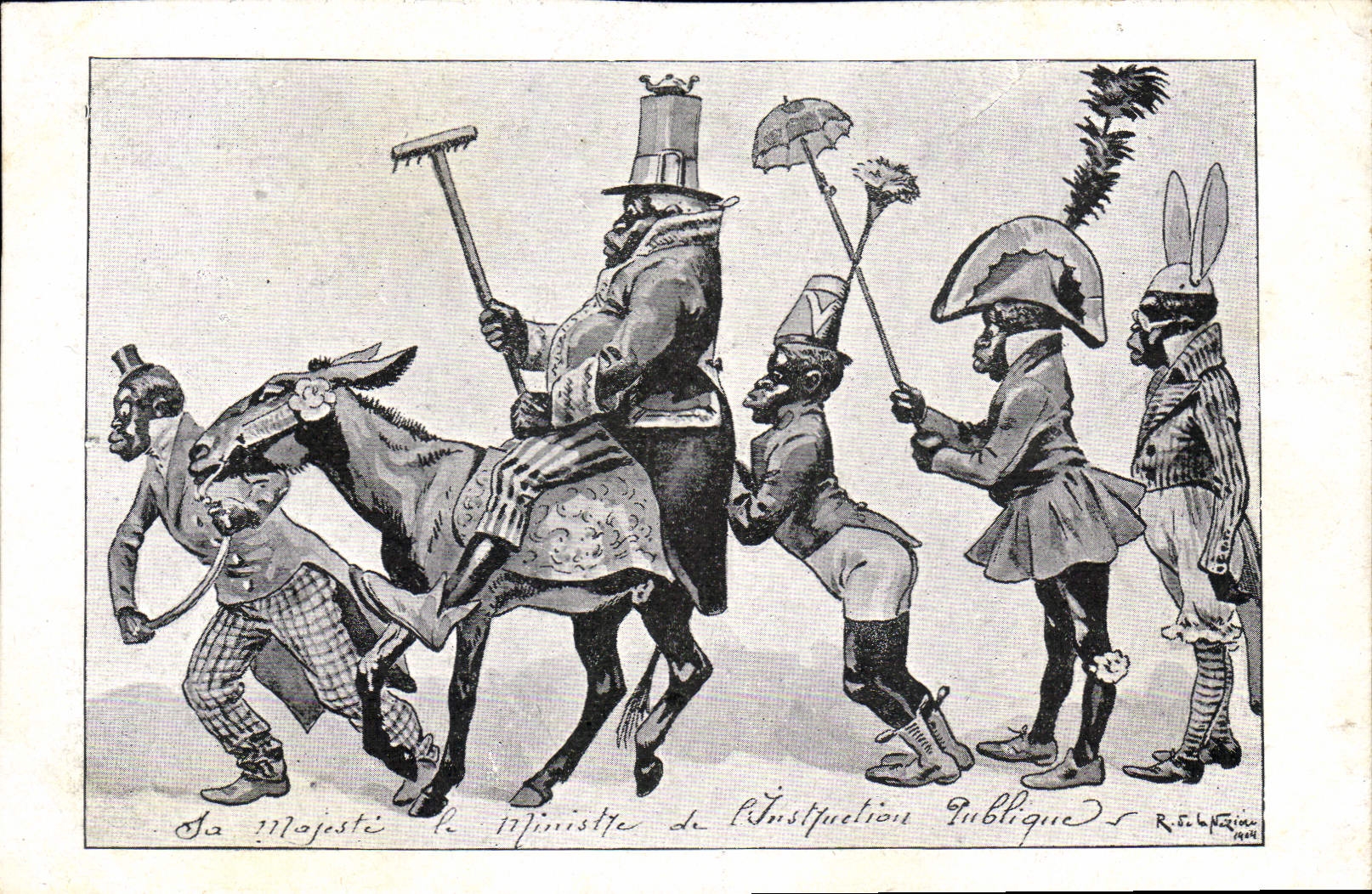 CPA Fantaisie Illustrateur Neziere Negres Ane Mule