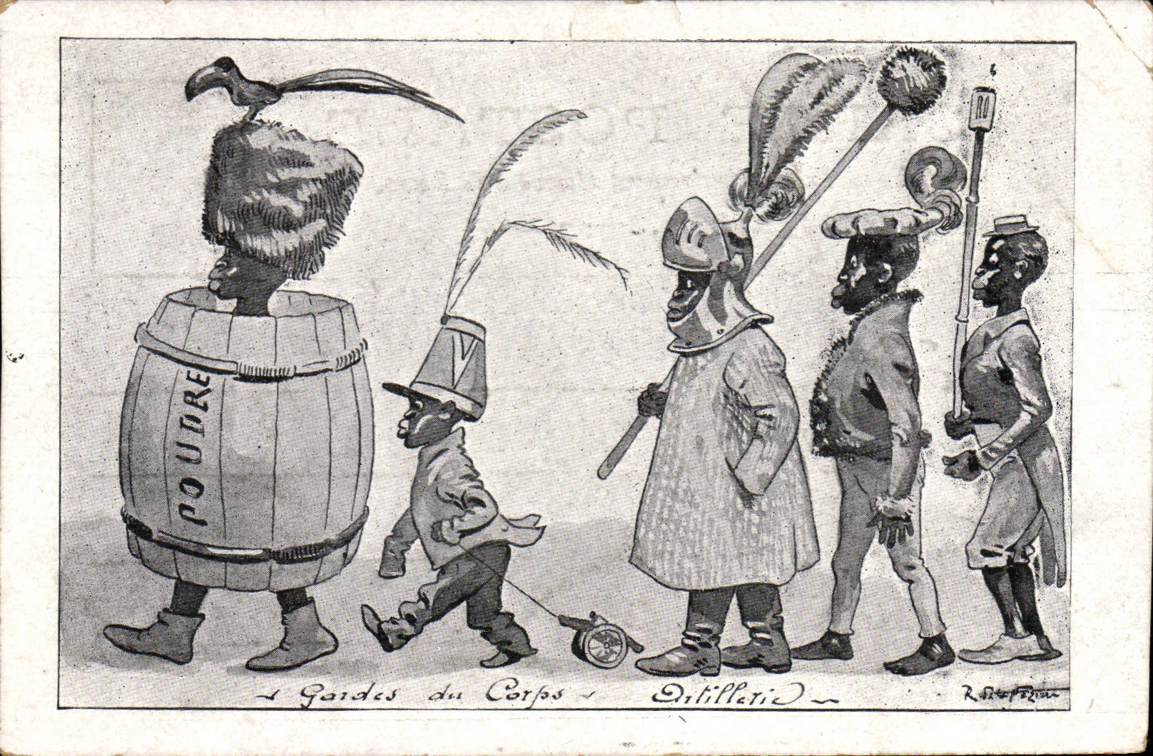 CPA Fantaisie Illustrateur Neziere Gardes du corps Artillerie 