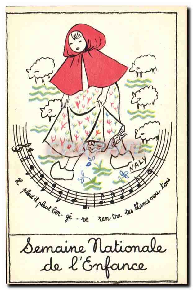 CPA Fantaisie Illustrateur Naly Il pleut il pleut bergere Semaine nationale de l'enfance