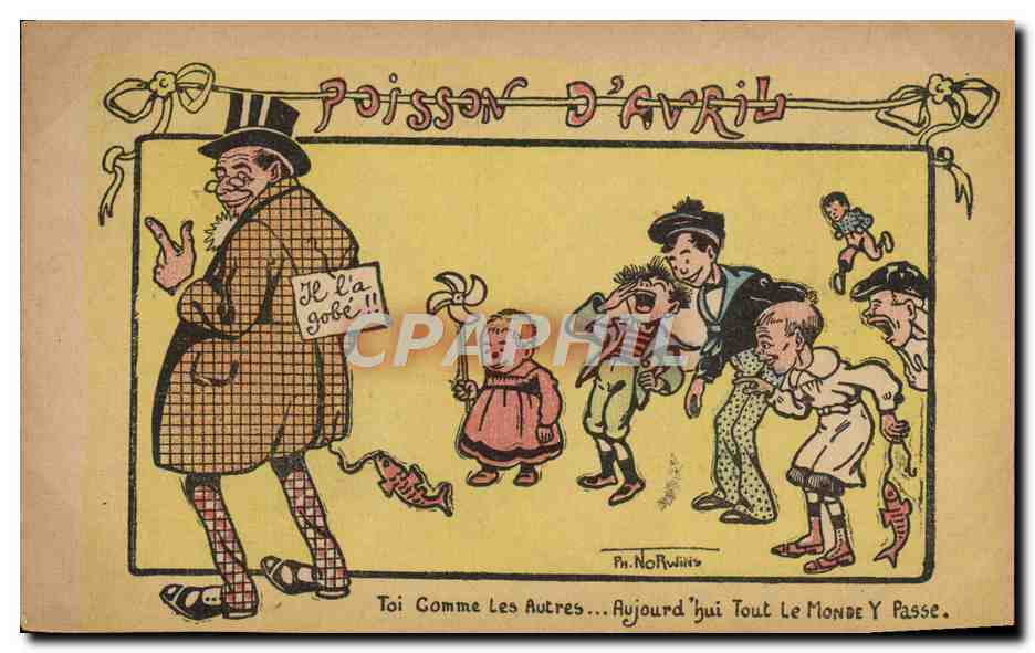 CPA Fantaisie Illustrateur Norwins Poisson d'avril Enfants 