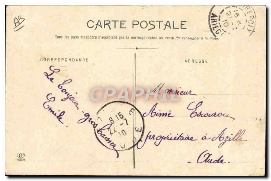 CPA Folklore Pyrenees Ariegeoises Jeune femme de Bethmale  — Verso