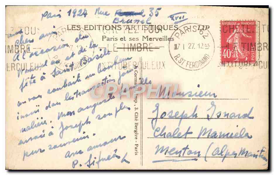 CPA Paris La Chambre Des Deputes Et Le Pont De La Concorde — Rückseite