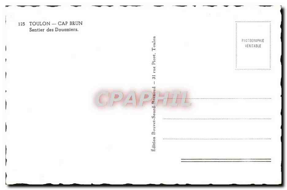 Toulon — Cap Brun — Sentier des Douaniers — Édition Bouvet-Sourd-Brenoud — Verso