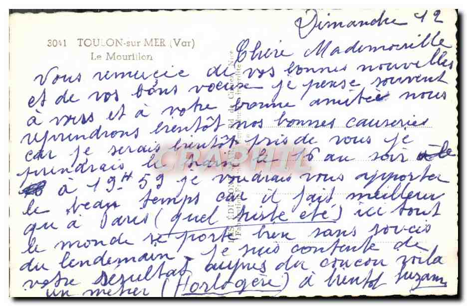 Ansicht des Mourillon — Toulon-sur-Mer (Var) — CPAPHIL — Rückseite