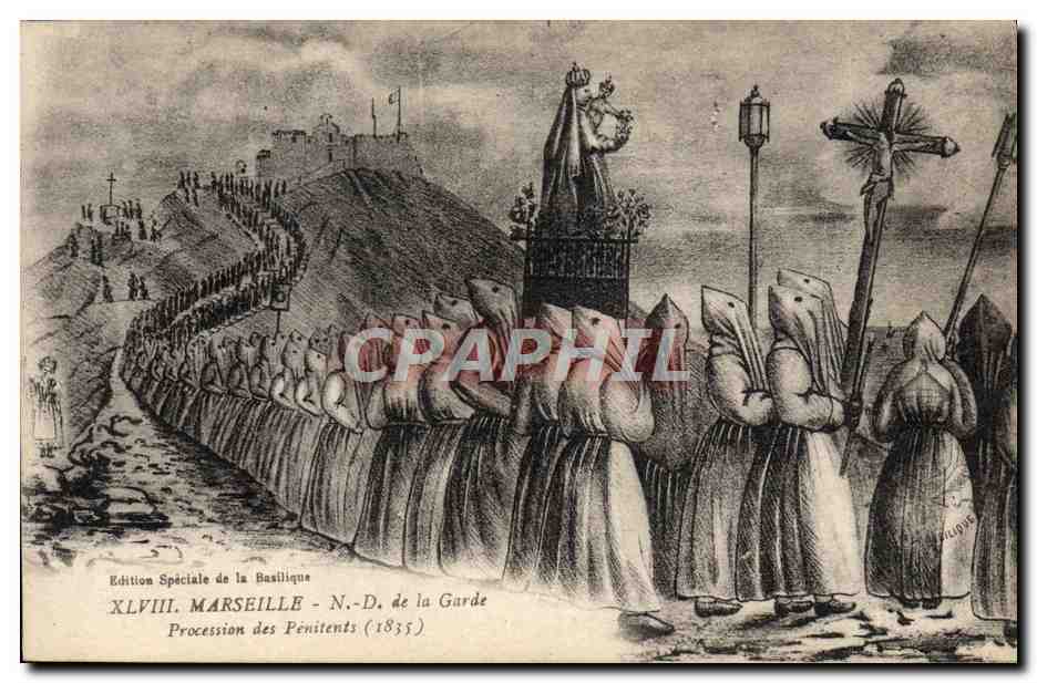 CPA Marseille ND de la Garde Procession des Penitents 1835