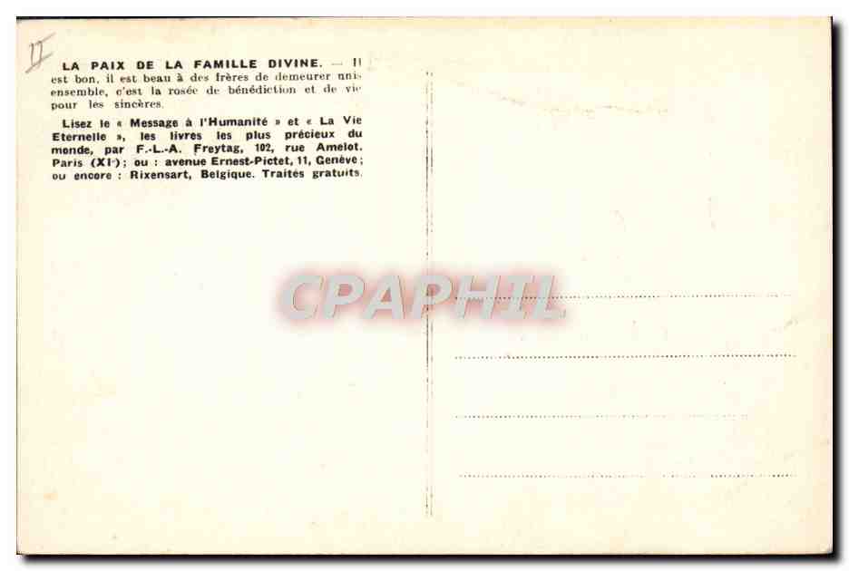 CPA Le regne de la paix et de l'harmonie  — Rückseite