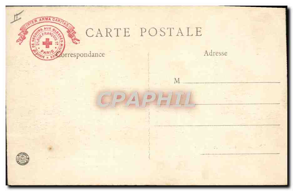 CPA Un brassard Militaria Soldat Croix Rouge Infirmiere — Rückseite