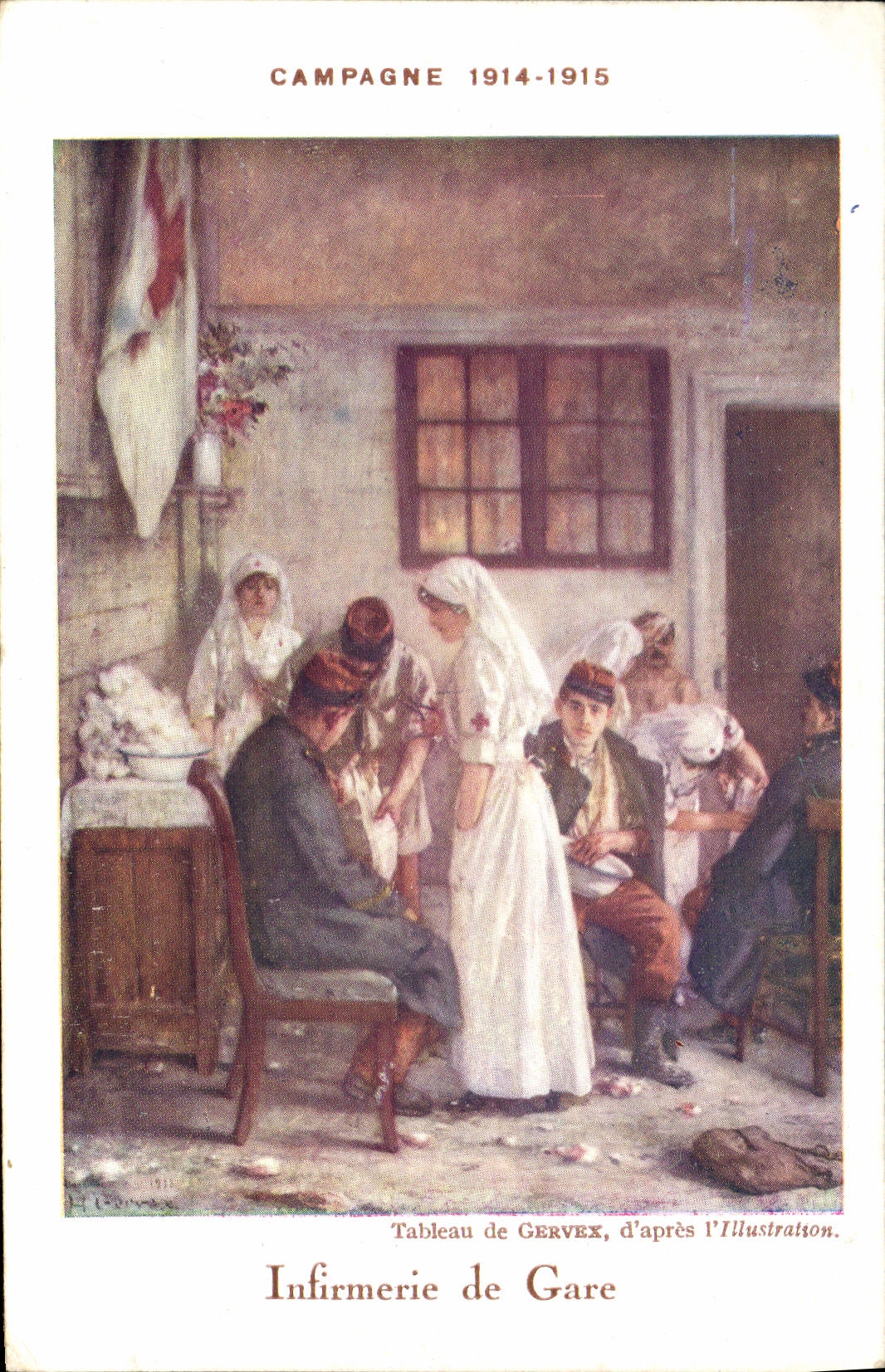 CPA Campagne 1914 1915 Infirmerie de garde Croix Rouge Infirmiere